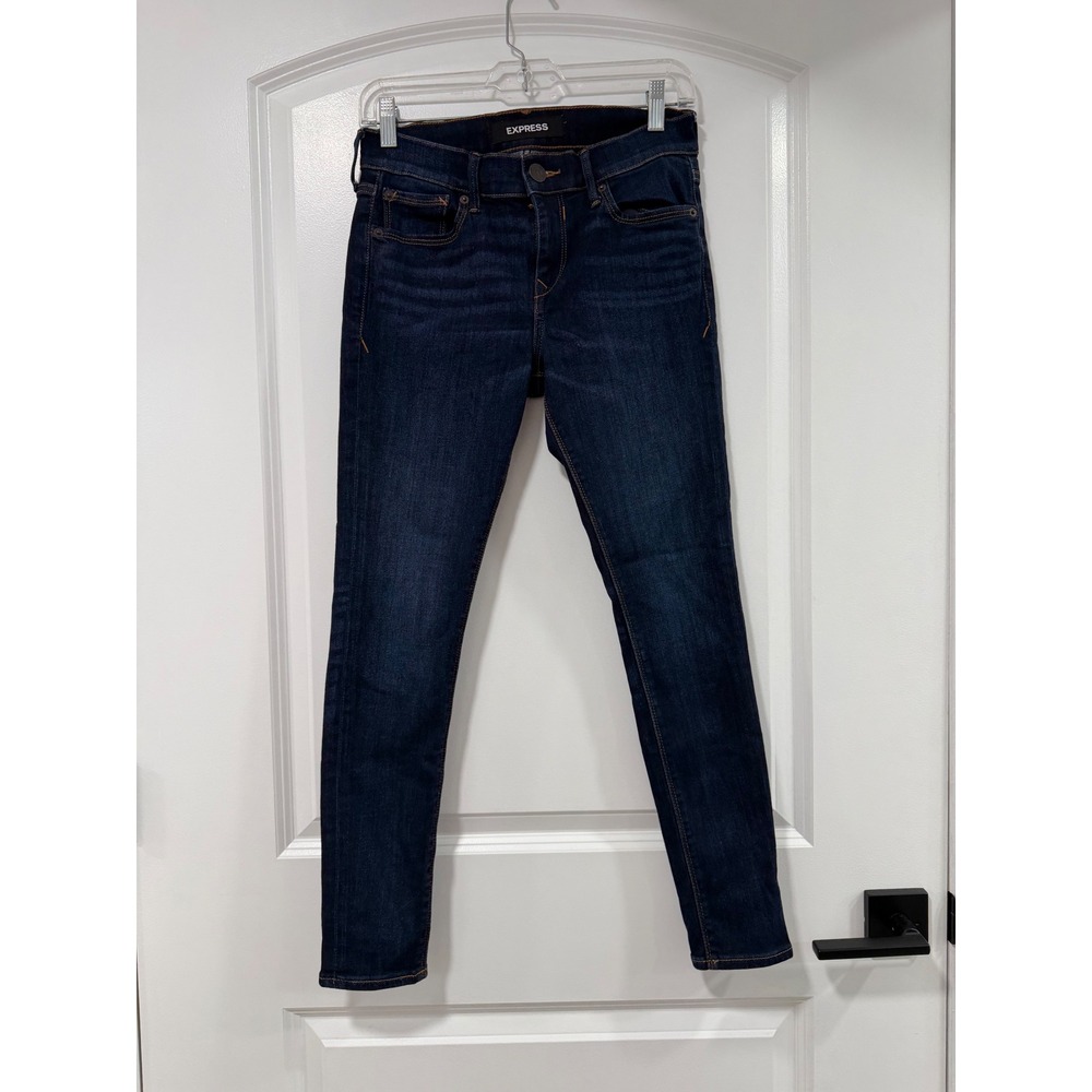 Express Legging Mid Rise Skinny Jeans Dark Indigo Wash Womens Size 2S/2C